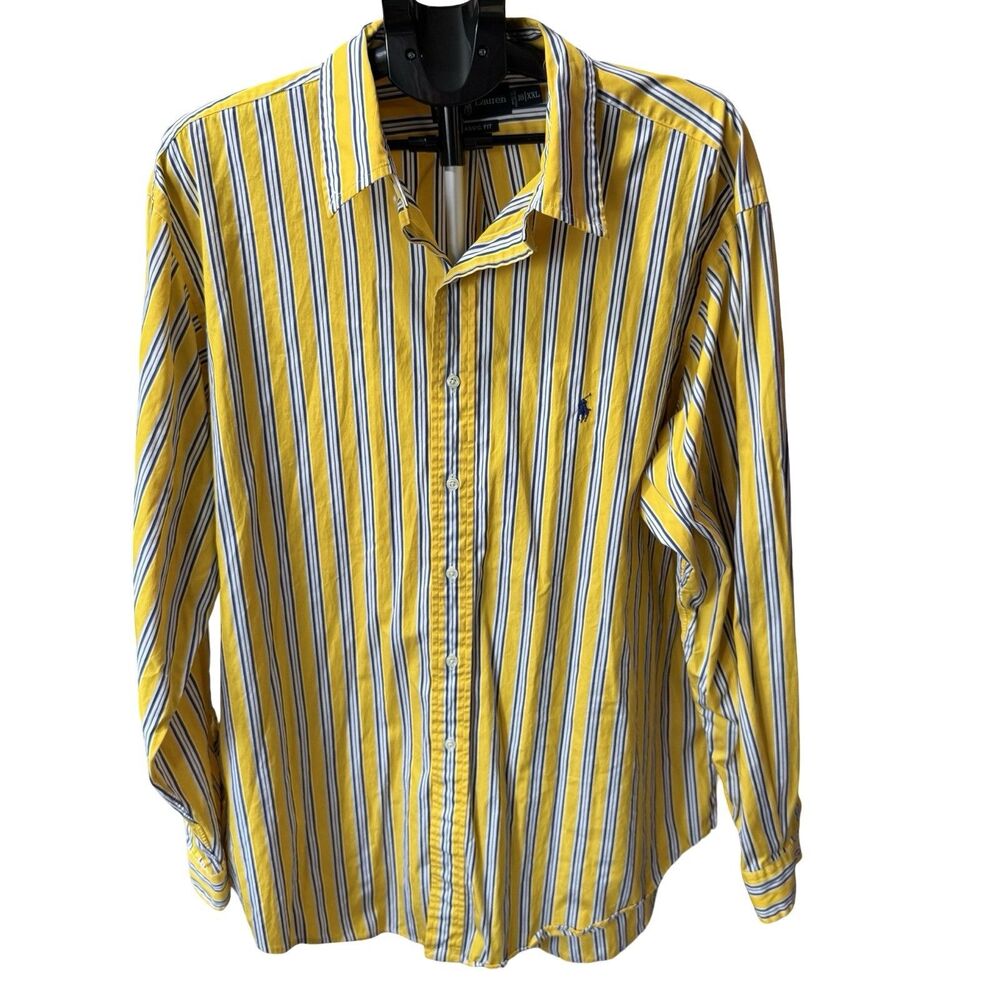 Vintage 90s Ralph Lauren Striped Long Sleeve Button Up Dress Shirt Mens XXL 18